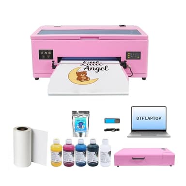 Fynqil A3 R1390 DTF Printer and Oven Bundle, Transfer Printing Machine for DIY Print T-Shirts Apparel with White Ink Systems & Auto Cleaning (A3 Printer + Oven +Laptop + 5x250ml Ink + Film)