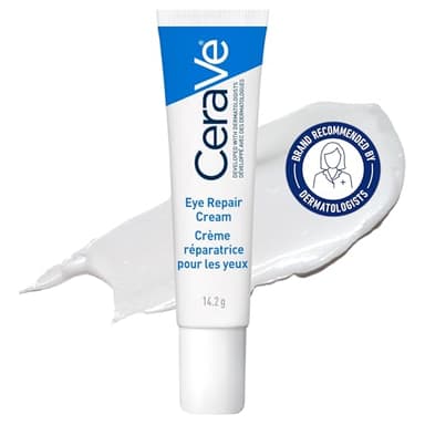 CeraVe EYE CREAM with Hyaluronic Acid for Under Eye Dark circles & Puffiness, Ophthalmologist Tested for Sensitive Eye Area, Fragrance Free, 14.2 Grams