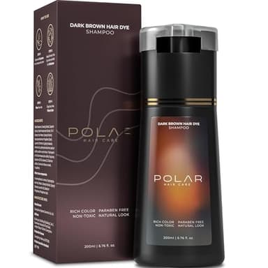 Polar Haircare - Hair Dye Shampoo for Gray Hair for Women & Men (Dark Brown) Natural Hair Dye Kit - Semi Permanent Shampoo - Vegan (Polar Hair Care USA) 6.76 Fl Oz