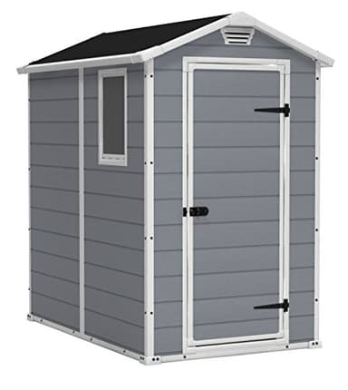 Keter Manor Large 4 x 6 ft. Durable Resin Outdoor Backyard Garden Storage Shed with Window, Built-in Ventilation and Lockable Door