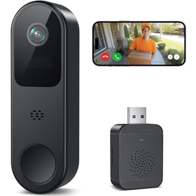 Belleye 2K Video Doorbell Camera Wireless Outdoor, 2.4GHz WiFi Door Bell Camera with Ring Chime, Smart AI Detection, Night Vision, Cloud Storage, Battery Powered, 2-Way Talk, Works with Alexa