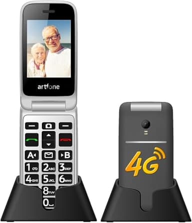 4G Foldable Mobile Phone for Seniors with SOS Button, SIM-Free Flip Phone for Elderly, Unlocked Senior Flip Basic Phone, with Charging Station, Camera, FM, Flashlight (Gray)