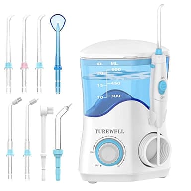 Water Dental Oral Irrigator for Teeth/Braces,10 Pressure Levels Water Teeth Cleaner 8 Water Jet Tips for Family, 600ML Electric Dental Flosser Pick for Tooth Cleaning (White)