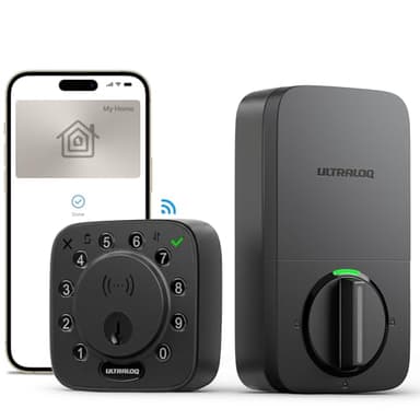 ULTRALOQ Bolt NFC Smart Lock, Works with Apple HomeKit and Home Key, WiFi Keyless Entry Door Lock, Voice Control with Siri, Alexa, Smart WiFi Deadbolt, App Control, BHMA Certified, Black