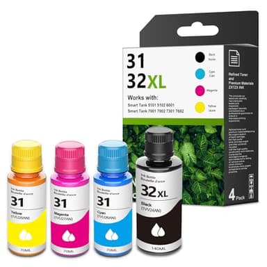 31 32xl Ink Bottle Set Smart Tank 7602 5101 6001 651 Ink Refill Replacement for HP 31 Ink 32XL Black Ink Bottle Set for Smart Tank 5101 7602 5000 651 5103 5102 7002 7006 6001 7301 7001 7302 Printers