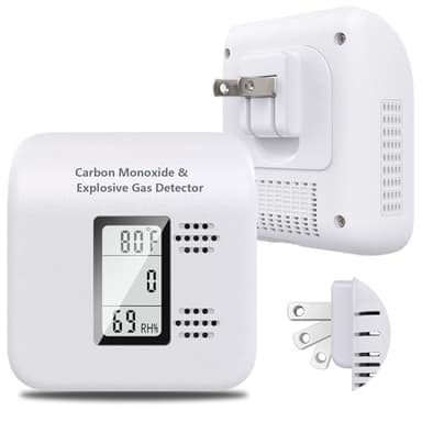 4-in-1 Upgraded Natural Gas Leak Detector and Carbon Monoxide Detectors,Carbon Monoxide Detectors Plug in with Temperature & Humidity Monitor CO Methane Propane Alarm for Home RV Hotel (1Pack White)