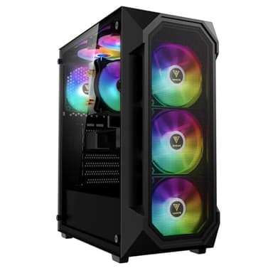 GAMDIAS ATX Mid Tower Gaming Computer PC Case Tempered Glass, Built-in 4X 120mm ARGB Case Fans, Front Airflow Mesh, Up to 6x120mm Fans, 340mm GPU/VGA, 360mm AIO/Radiator, 160mm CPU Cooler