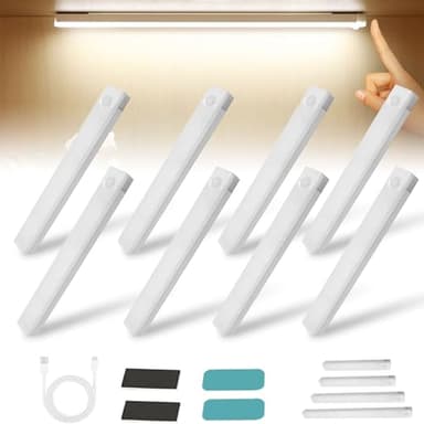 4/8Pack Punch-Free Smart Sensor Magnetic Rechargeable Led Lights,Smart Sensor Magnetic Rechargeable Led Lights, Motion Sensor Light Indoor (8PCS White Light,20cm/7.8in)