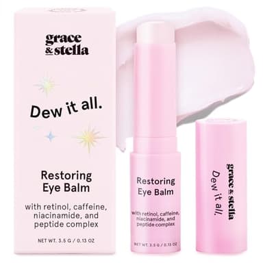 grace & stella Retinol & Caffeine Eye Cream Stick - Under Eye Cream for Dark Circles, Anti-Aging, Puffiness, Wrinkles, Undereye Bags - Brightener with Niacinamide - Vegan Skincare (0.13 oz/3.5 g)
