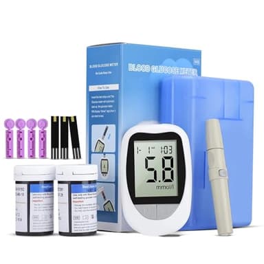 Blood Glucose Monitor Landing Device Kit with 50 Strips & 50 Lancets, Proudly Canadian Accurate Blood Sugar Meter Testing System, Carrying Case & Sealed Sterile Packaging for Medical Use