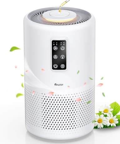 Air Purifiers for Home Large Room with Night Light up to 1600ft², VEWIOR H13 True HEPA Air Cleaner with Fragrance Sponge, Sleep Mode, Timer, Speed, Lock, for Wildfire Smoke Pet Dust Pollen Odor