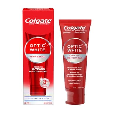 Colgate Optic White High Impact Whitening Toothpaste – Minty Fresh Taste – Enamel Safe Fluoride for Cavity Protection with Hydrogen Peroxide, 70 mL