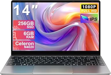 Laptop 14" 6GB+256GB SSD Celeron N4020 Up to 2.8 GHz Win 11 Laptop Support 512GB TF 1TB SSD Expand Notebook with 1920 * 1080 FHD 5G WiFi BT 4.2 Webcam Cooling Fan-Gray