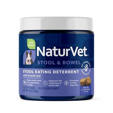 NaturVet Coprophagia Stool Eating Deterrent Plus Breath Aid for Dogs, 130 ct Soft Chews, Made in USA