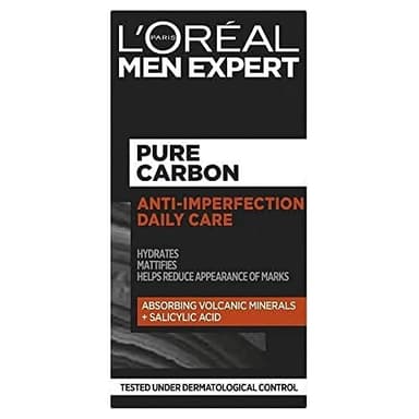 L'Oreal Paris Men Expert Face Moistruizer for Acne Prone Skin with Salicylic Acid and Volcanic Minerals, Pure Charcoal,