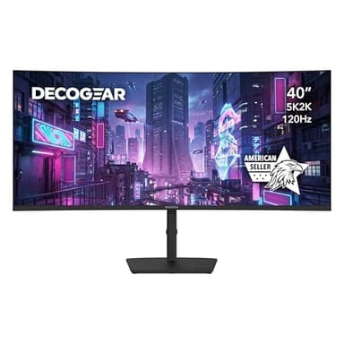 Deco Gear 40” Curved 5K2K Nano IPS Monitor | 5120×2160 UltraWide 21:9 Display, 120 Hz Refresh | 65 W USB-C PD | HDR, Adaptive Sync | Built-in Speakers