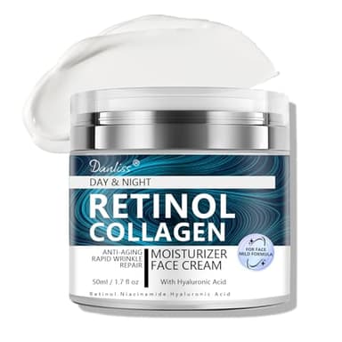 Collagen 0.2% Retinol Cream Unscented for Face with Hyaluronic Acid Day & Night Moisturizer Cream Skin Tightening Cream for Face & Neck Cream Lifting & Recovery Rapid Wrinkles Repair 1.7 Oz