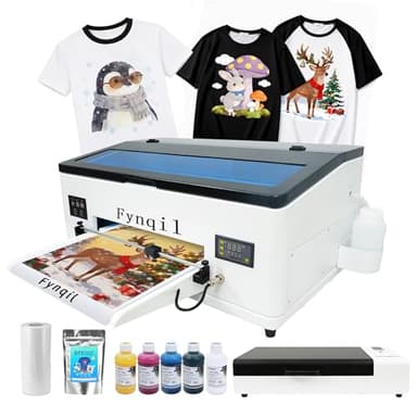 A3 DTF Printer and Oven R1390 Bundle, Transfer Printing Machine for DIY Print T-Shirts Apparel with White Ink Systems & Auto Cleaning (A3 Printer + Oven +Software + 5x250ml Ink + Film)