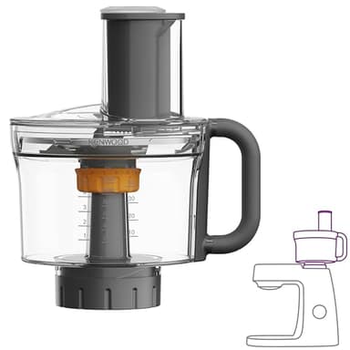 Kenwood MultiPro Food Processor KAH65.000PL Dough Attachment, 5 Cutting Discs with Adjustable Slicing Disc, ExpressDice System, Capacity 1.2 L, Accessory Bag, Silver