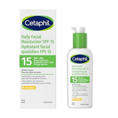 Cetaphil Daily Facial Moisturizer SPF 15 | Lightweight Face Moisturizer with Broad Spectrum Protection | Oil, Fragrance and Paraben Free | Non-Comedogenic | Dermatologist Recommended | 120ml