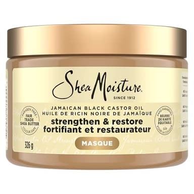 SheaMoisture Strengthen & Restore Hair Treatment Masque for dry hair Jamaican Black Castor Oil deep conditioner with Shea Butter, Peppermint and Apple Cider Vinegar 326 g