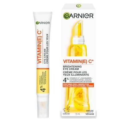 Garnier Brightening Caffeine Eye Cream with Vitamin C, Reduces Dark Circles and Fine Lines for Well-Rested, Brighter, More Radiant Skin, Garnier SkinActive, 15ml