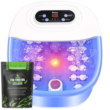 Foot Spa Bath Massager with Heat, Temperature Control, Jets, Vibration, 16 OZ Tea Tree Oil Foot Soak Epsom Salt, Foot Bath Soak Tub with 22 Massage Rollers for Relaxation(2025 Upgraded)