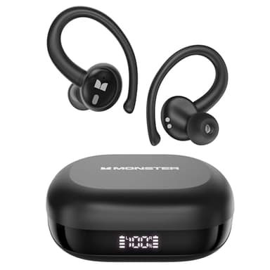 Monster N-Lite 216 Wireless Earbuds 40hrs Bluetooth 6.0 Headphone,Bluetooth Earbuds Stereo Deep Bass Over Ear Bud with Earhooks,ENC Noise Cancelling Mic,IPX5 Waterproof Earphone for Workout/Running