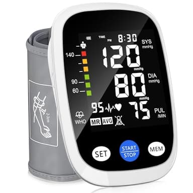 REDIVN Blood Pressure Monitor Automatic Upper Arm Machine & Accurate Adjustable Digital BP Cuff with Large LCD Backlit Display - 2x99 Memory for Home Use with Large Adjustable Cuff