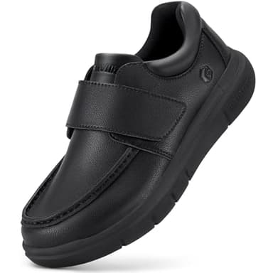 FitVille Diabetic Shoes for Men Extra Wide Lightweight Walking Shoes Mens Casual Loafers Comfort Dress Sneaker with Adjustable Straps for Foot Pain Relief and Swollen Feet - V2 Jet Black