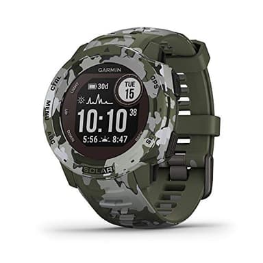 Garmin Instinct Solar, Solar-Powered Rugged Outdoor Smartwatch, Built-in Sports Apps and Health Monitoring, Lichen Camo