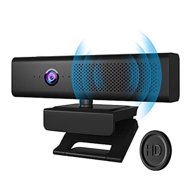 ROTOPATA Webcam with Speakers and Mic, Full HD 1080P/30FPS Computer Camera for Streaming Video Conference, 4 Noise-Cancelling Mics, Privacy Cover, 90°FOV, USB-A, Webcam for PC Desktop Monitor Laptop