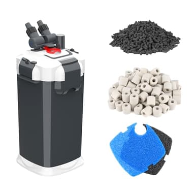 fishkeeper 225GPH Canister Filter, 3-Stage Filtration Aquarium Filter with Quartz Balls and Filter Cotton, Ultra-Quiet External Aquarium Canister Filter for Freshwater and Saltwater up to 65 Gal (18W)