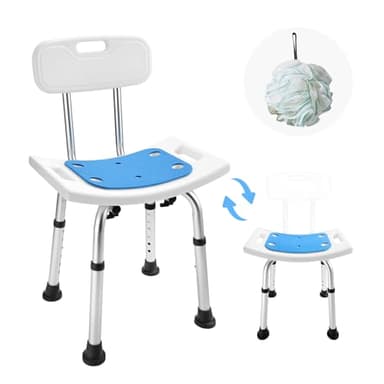 LEACHOI Shower Chair with Back Removable - 2 in 1 Nonslip Shower Stool for Inside Shower, Adjustable Shower Seat for Seniors, Elderly, Handicap, Disabled 300LBS
