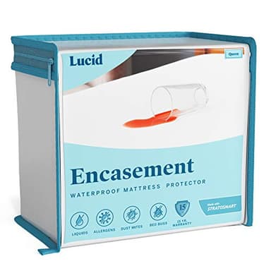Lucid Encasement Mattress Protector - Completely Surrounds Mattress for Waterproof, Allergen Proof, Bed Bug Proof Protection -15 Year Warranty - King Size