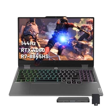 Lenovo LOQ 15.6'' 144Hz FHD Gaming Laptop, AMD Ryzen 7 8845HS, NVIDIA GeForce RTX 4060, 32GB DDR5, 1TB SSD, 4-Zone RGB Backlit Keyboard, Wi-Fi 6, Win11 Pro Pro, Grey, 1TB Docking Station Set
