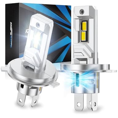 Marsauto M4 H4/9003 LED Headlight Bulbs 50000LM 6500K Cool White - 1200% Brighter, IP68 Waterproof, Plug and Play Halogen Replacement, 1:1 Size Fit, 50,000 Hours Lifespan, Pack of 2