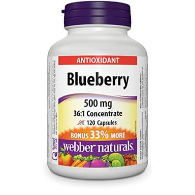 Webber Naturals Blueberry 500 mg, 120 Capsules, Antioxidant Support