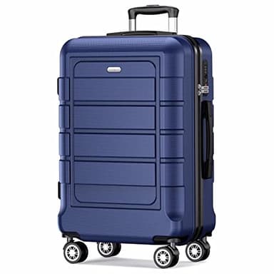 SHOWKOO PC+ABS Durable Expandable Luggage Double Spinner Wheels TSA Lock 28-Inch, Blue