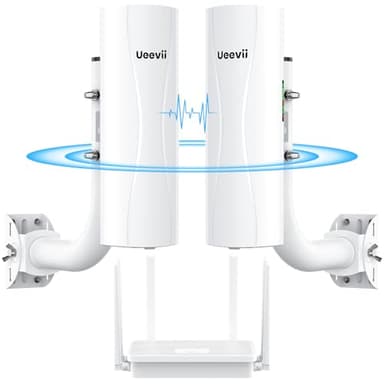 UeeVii Gigabit Wireless Bridge & AX3000 WiFi 6 Router, 5.8G 3KM Point to Point WiFi Bridge Outdoor,with Bracket Mounts,14dBi High-Gain Antenna,Waterproof,Extend Network to Shop/Barn/Garage(CPE688KIT)