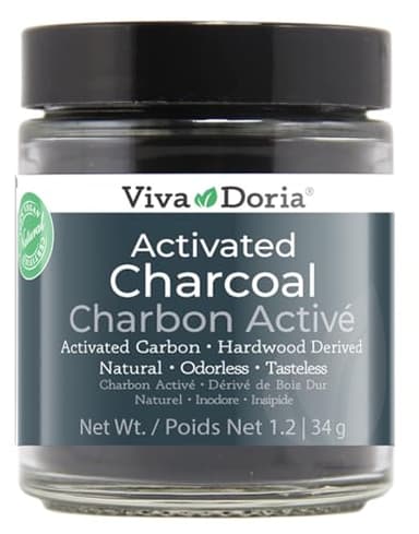 Viva Doria Activated Charcoal Powder, Hardwood Derived, Food Grade, 34 g glass jar