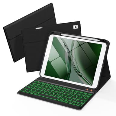 Senyoson Keyboard Case for iPad 9th 8th 7th Generation Case with Keyboard 10.2" - 7 Colors Backlit Detachable Folio Keyboard Cover with Pencil Holder for iPad Pro 10.5" / iPad Air 3rd Gen (Black)