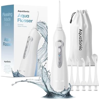 AquaSonic Aqua Flosser - Cordless Rechargeable Water Flosser for Teeth - Waterproof, Portable Oral Irrigator for Dental Cleaning with 5 Jet Tips – Braces Home Travel