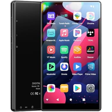Fanvace 5 Inch 96GB MP3 Player with Bluetooth WiFi, Android 13 OS MP3 & MP4 Players with 5" Touchscreen and Speaker, 4GB RAM & 32GB ROM, 2500mAh Music Player with Spotify, Play Store