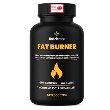 Nutrientra Thermogenic Fat Burner – Weight Loss for Women & Men – Appetite Suppressant & Metabolism Support with Garcinia, Green Tea & Chromium – Keto-Friendly, Made in Canada – 60 Capsules