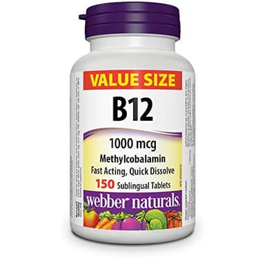 Webber Naturals Vitamin B12 1000 mcg, Quick Dissolve, 150 Tablets, Supports Energy Production and Metabolism
