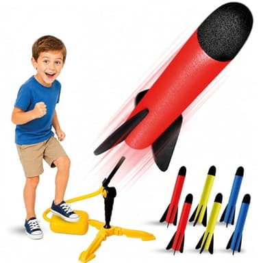 Rocket Launcher for Kids - Outdoor Toys for Kids Ages 4-8 Years - 3 4 5 6 7 Year Old Boy Birthday Gift - Rockets Toys for Boys & Girls - 3 Year Old Gifts - Outside Fun Toddler Toys 3-5
