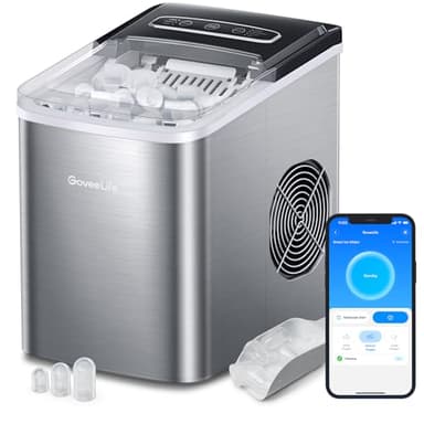 GoveeLife Ice Maker Countertop with App Control, Voice Remote, 9 Bullet Ice Cubes in 6 Mins, 3 Sizes Self-Cleaning Ice Machine, 26Lbs/24H, Smart Ice Maker with Basket Scoop for Kitchen Office