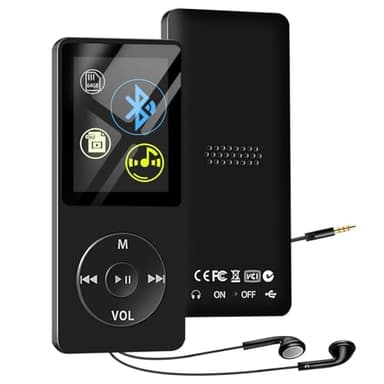 64GB MP3 Player with Bluetooth and Speaker, Portable MP3 Music Player, Up to 128GB Memory, Portable and Multifunctional MP3 Players with FM Radio, Inlcuding Earbuds, Supports Shuffle Playback