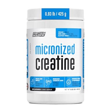 Protein Source Creatine Monohydrate Powder | Micronized 425G - MADE IN CANADA - Increase Strength - Reduce Fatigue - Lean Muscle Building - 100% Pure Creatine - Better Absorption - Supports Muscle Growth - Unflavored - 85 Servings